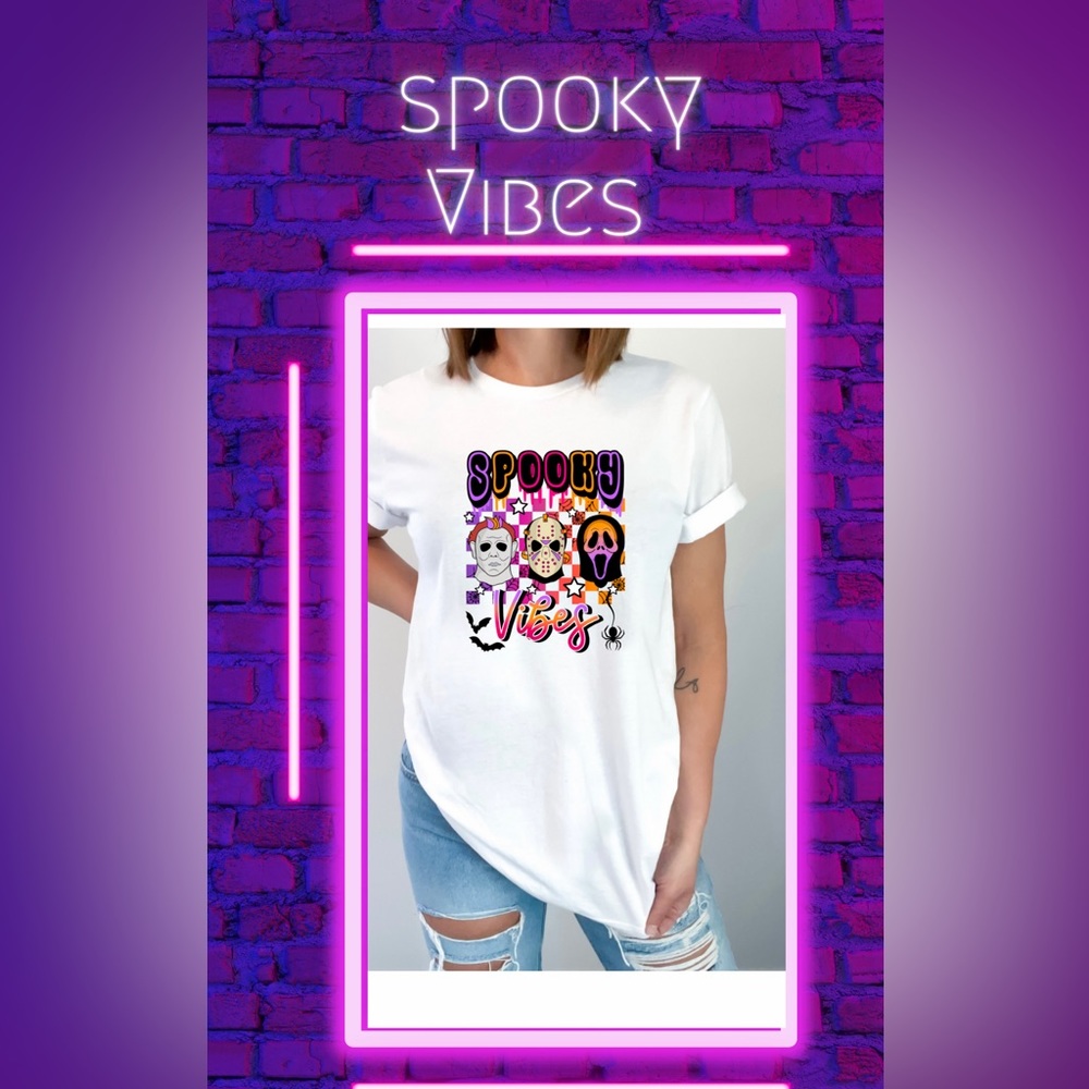 "Spooktacular Spooky Vibes Unisex Halloween Characters T-Shirts"